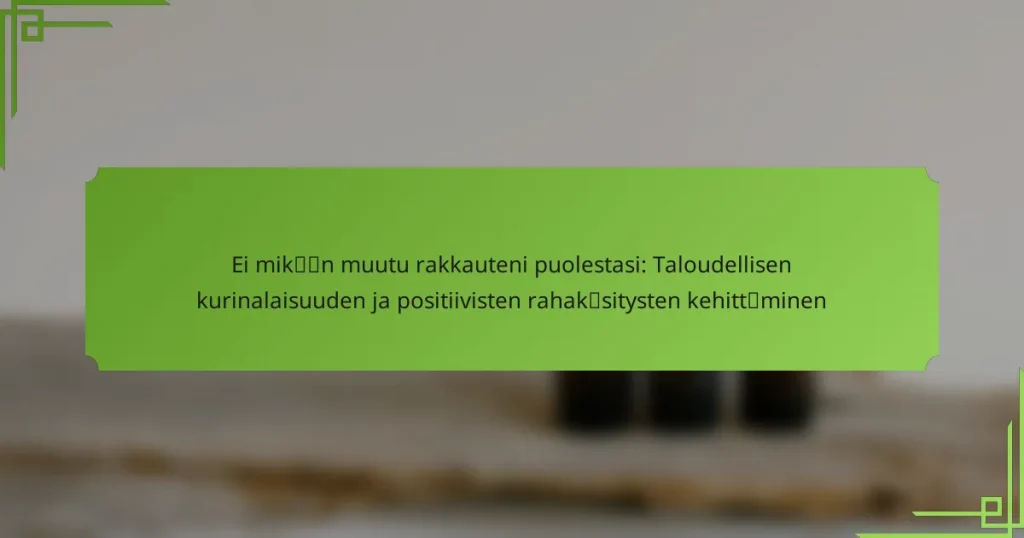 Ei mikään muutu rakkauteni puolestasi: Taloudellisen kurinalaisuuden ja positiivisten rahakäsitysten kehittäminen