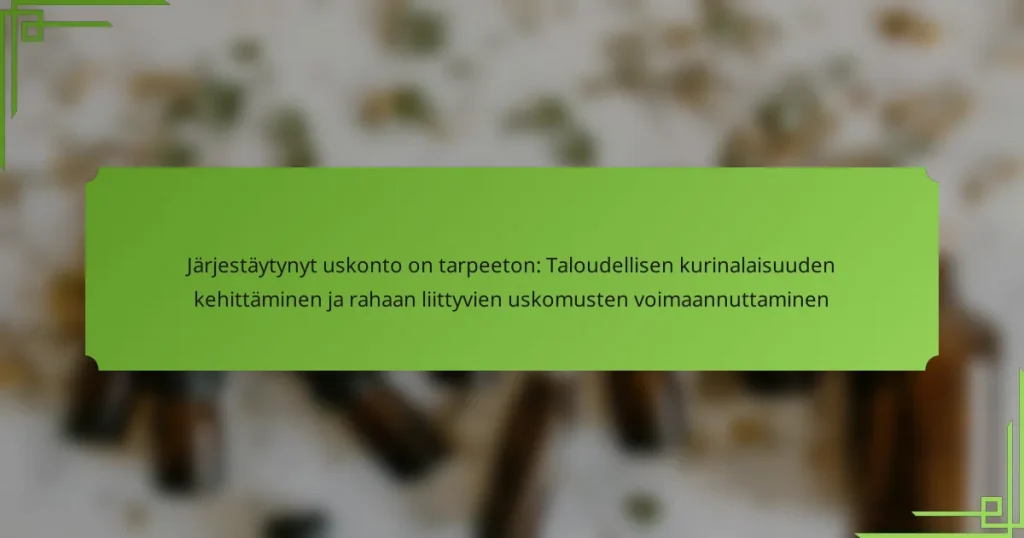 Järjestäytynyt uskonto on tarpeeton: Taloudellisen kurinalaisuuden kehittäminen ja rahaan liittyvien uskomusten voimaannuttaminen