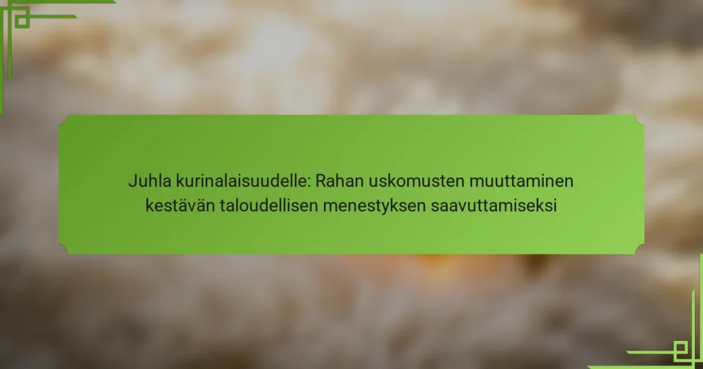 Juhla kurinalaisuudelle: Rahan uskomusten muuttaminen kestävän taloudellisen menestyksen saavuttamiseksi