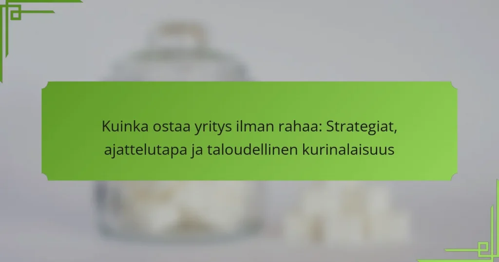 Kuinka ostaa yritys ilman rahaa: Strategiat, ajattelutapa ja taloudellinen kurinalaisuus