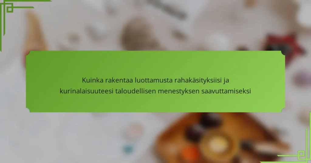 Kuinka rakentaa luottamusta rahakäsityksiisi ja kurinalaisuuteesi taloudellisen menestyksen saavuttamiseksi