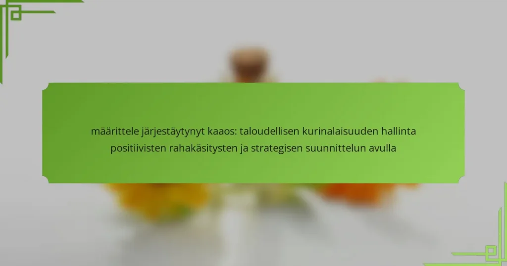 määrittele järjestäytynyt kaaos: taloudellisen kurinalaisuuden hallinta positiivisten rahakäsitysten ja strategisen suunnittelun avulla