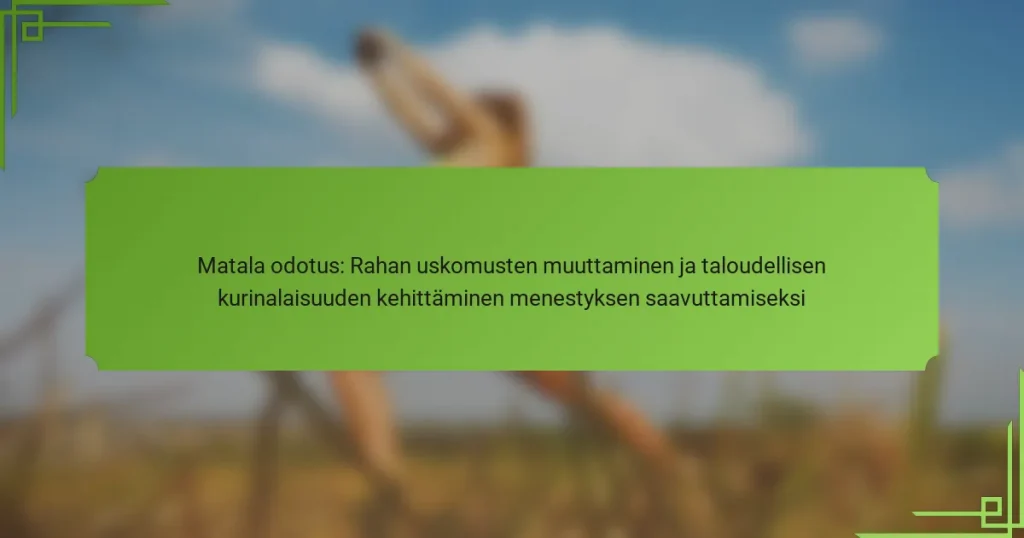 Matala odotus: Rahan uskomusten muuttaminen ja taloudellisen kurinalaisuuden kehittäminen menestyksen saavuttamiseksi