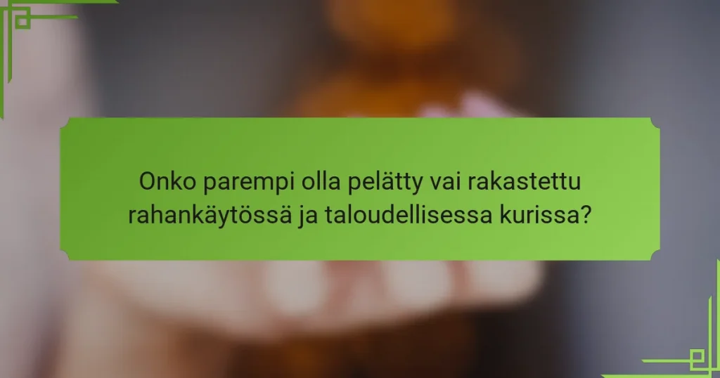Onko parempi olla pelätty vai rakastettu rahankäytössä ja taloudellisessa kurissa?