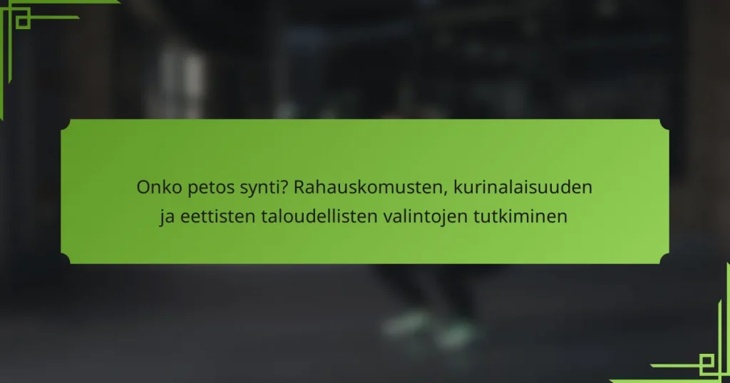 Onko petos synti? Rahauskomusten, kurinalaisuuden ja eettisten taloudellisten valintojen tutkiminen