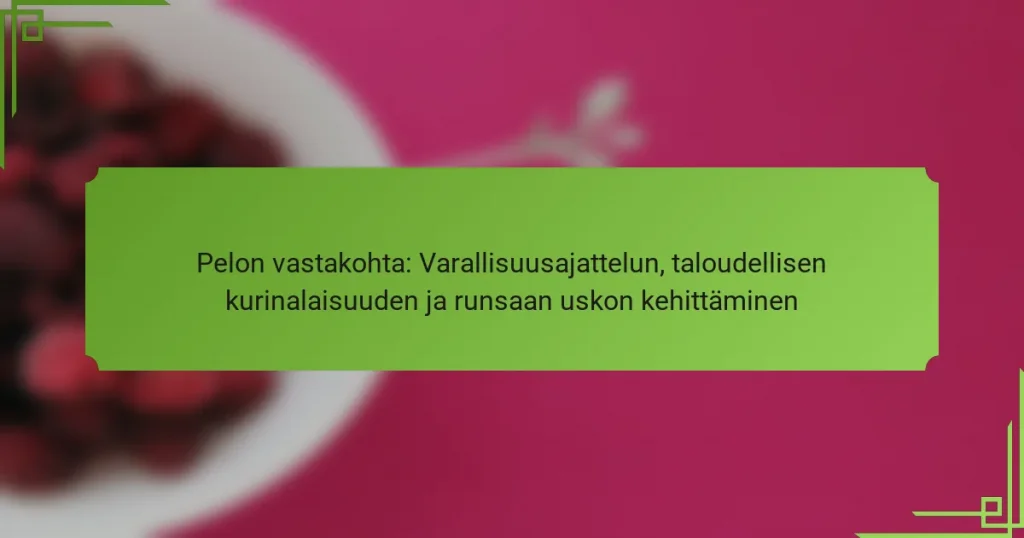 Pelon vastakohta: Varallisuusajattelun, taloudellisen kurinalaisuuden ja runsaan uskon kehittäminen