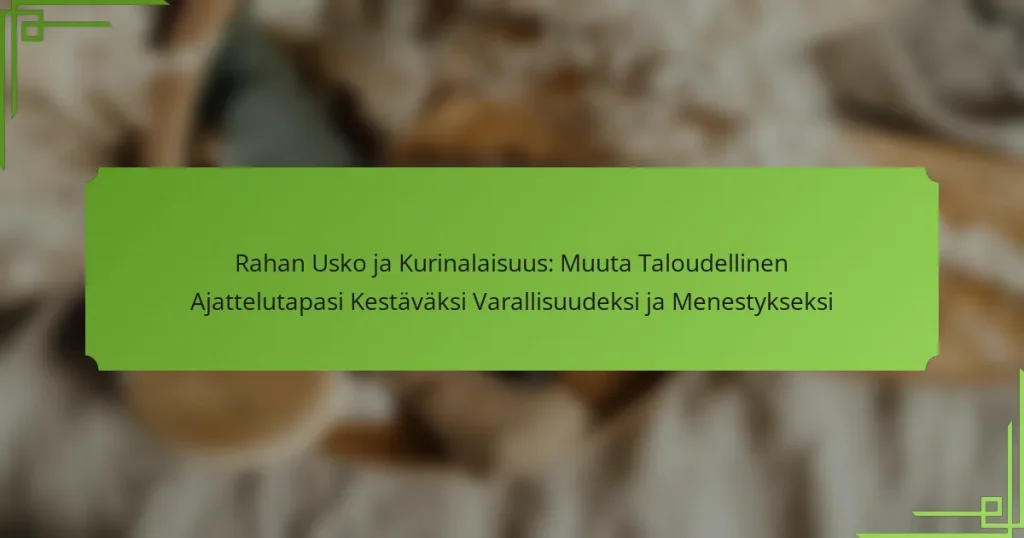 Rahan Usko ja Kurinalaisuus: Muuta Taloudellinen Ajattelutapasi Kestäväksi Varallisuudeksi ja Menestykseksi