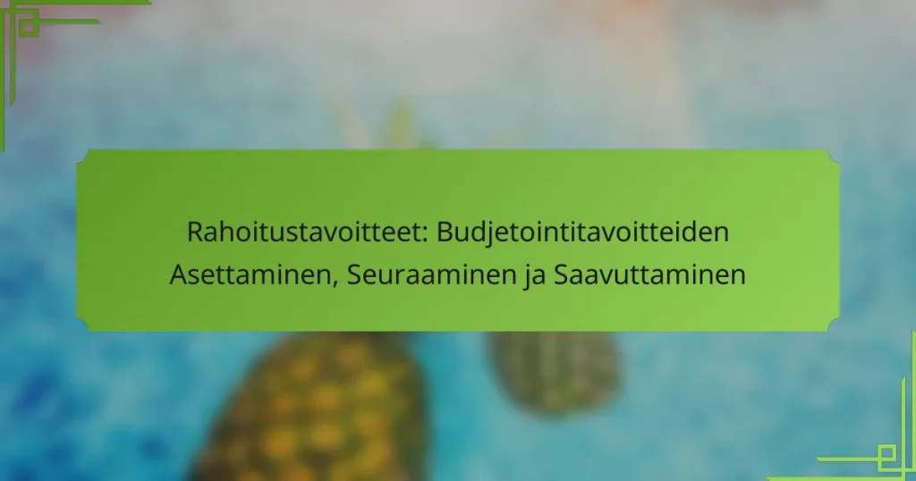 Rahoitustavoitteet: Budjetointitavoitteiden Asettaminen, Seuraaminen ja Saavuttaminen