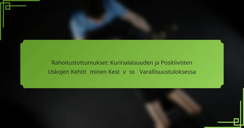 Rahoitustottumukset: Kurinalaisuuden ja Positiivisten Uskojen Kehittäminen Kestävässä Varallisuustuloksessa