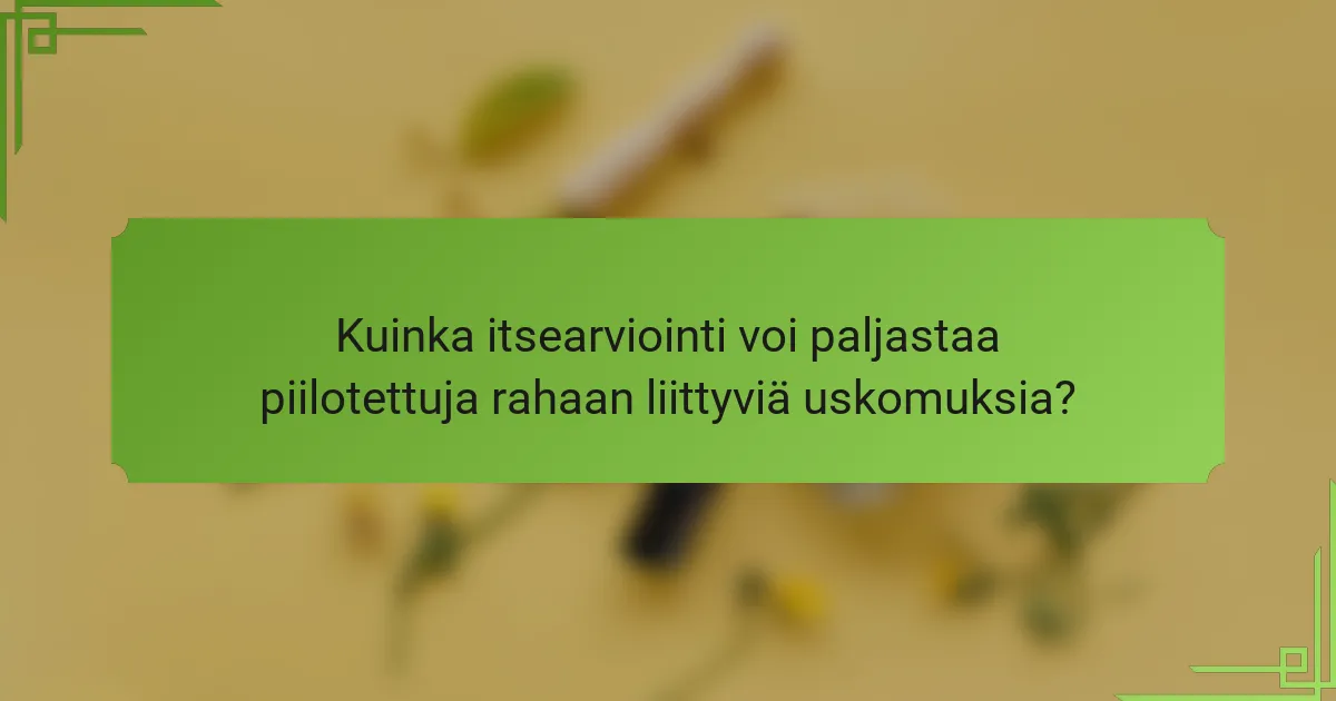 Kuinka itsearviointi voi paljastaa piilotettuja rahaan liittyviä uskomuksia?