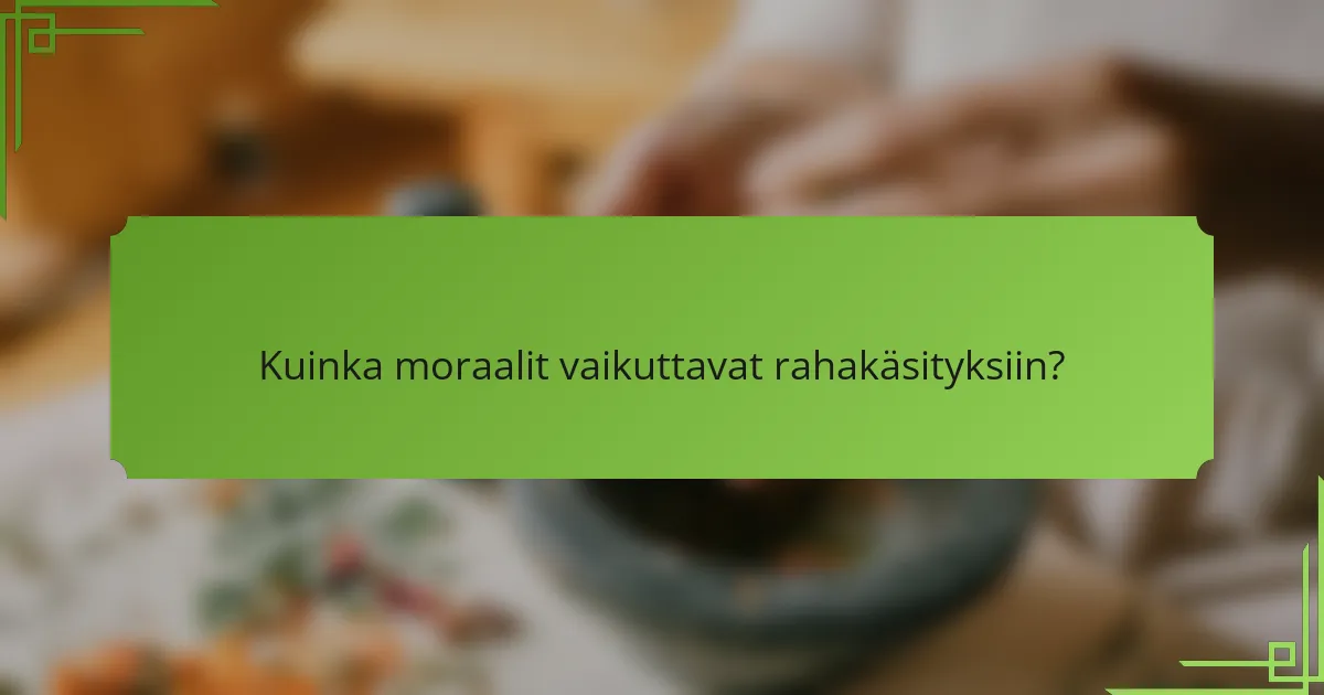 Kuinka moraalit vaikuttavat rahakäsityksiin?