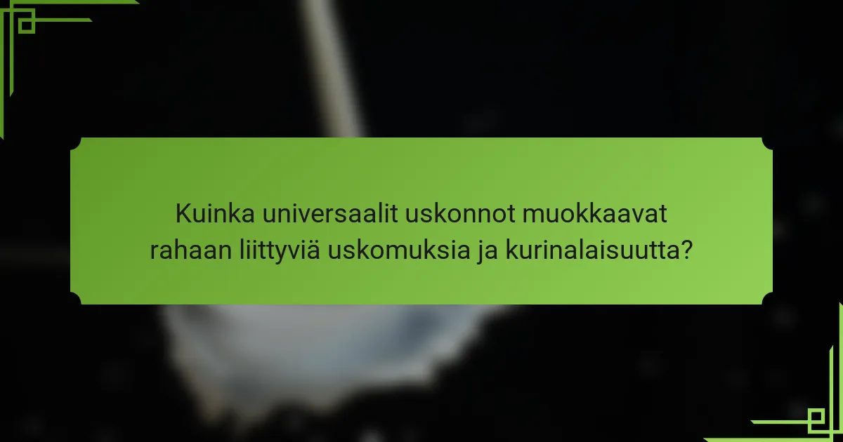 Kuinka universaalit uskonnot muokkaavat rahaan liittyviä uskomuksia ja kurinalaisuutta?
