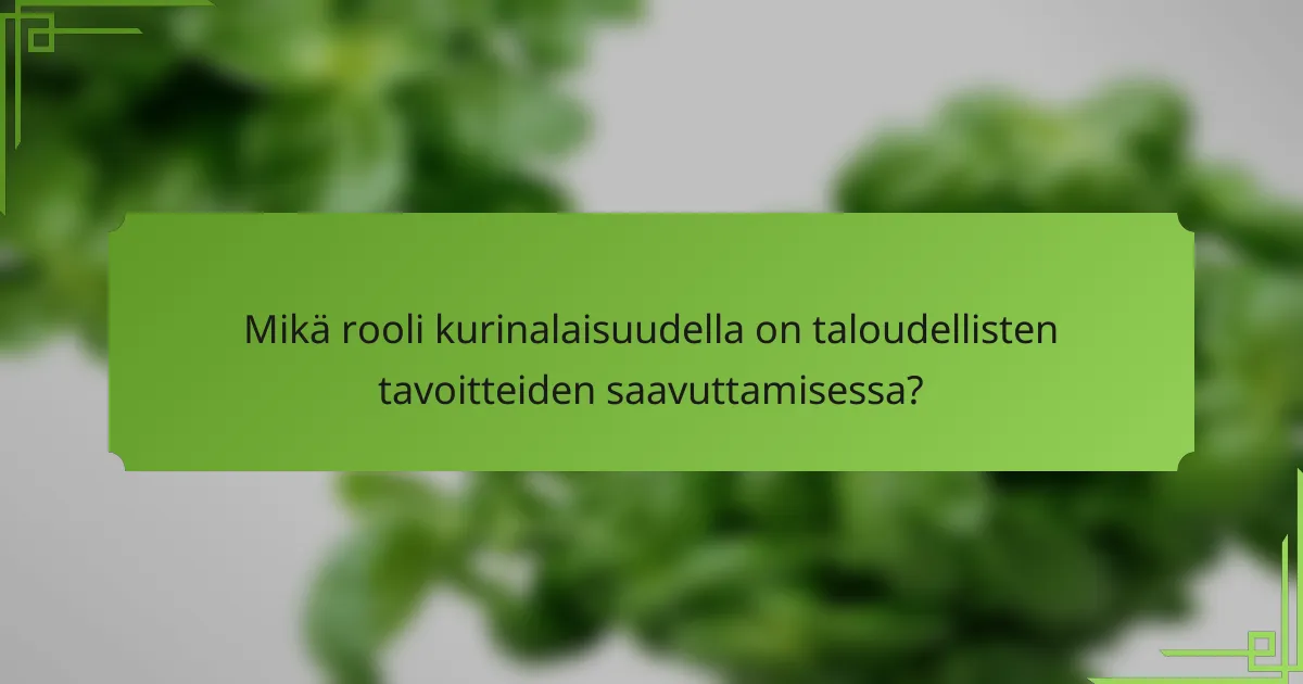 Mikä rooli kurinalaisuudella on taloudellisten tavoitteiden saavuttamisessa?