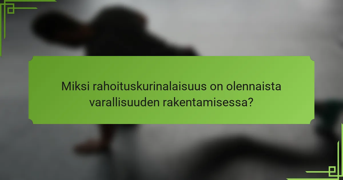 Miksi rahoituskurinalaisuus on olennaista varallisuuden rakentamisessa?