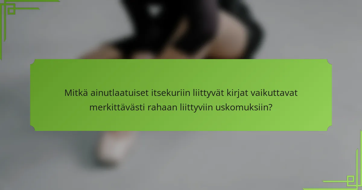 Mitkä ainutlaatuiset itsekuriin liittyvät kirjat vaikuttavat merkittävästi rahaan liittyviin uskomuksiin?