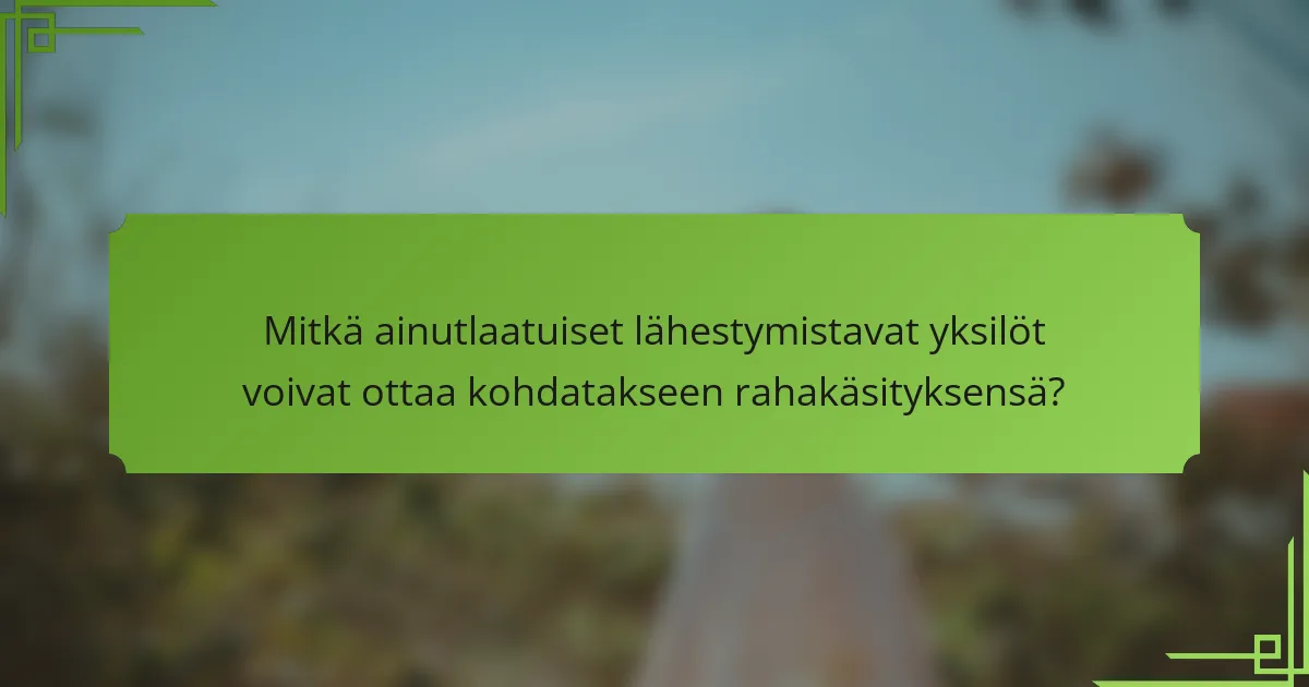 Mitkä ainutlaatuiset lähestymistavat yksilöt voivat ottaa kohdatakseen rahakäsityksensä?