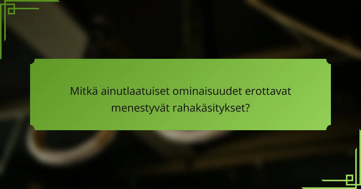 Mitkä ainutlaatuiset ominaisuudet erottavat menestyvät rahakäsitykset?