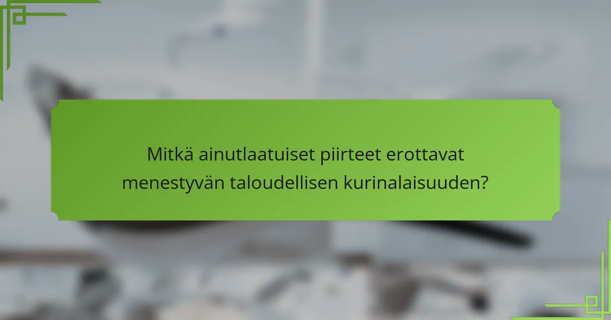 Mitkä ainutlaatuiset piirteet erottavat menestyvän taloudellisen kurinalaisuuden?