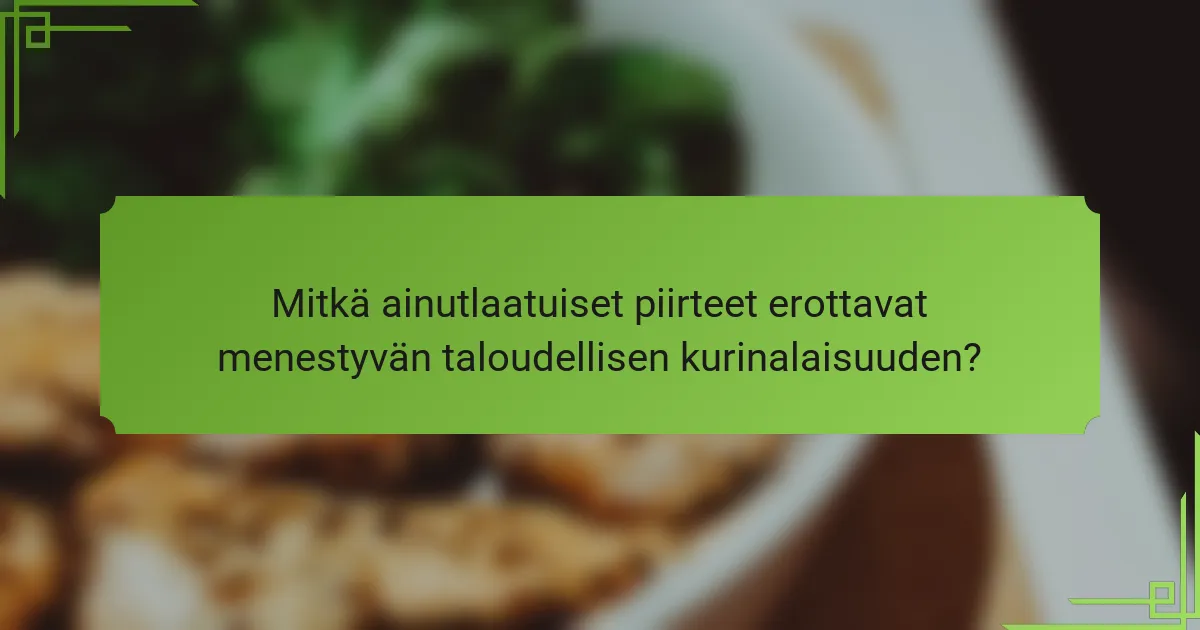 Mitkä ainutlaatuiset piirteet erottavat menestyvän taloudellisen kurinalaisuuden?