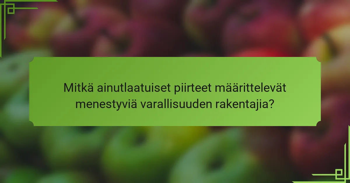 Mitkä ainutlaatuiset piirteet määrittelevät menestyviä varallisuuden rakentajia?