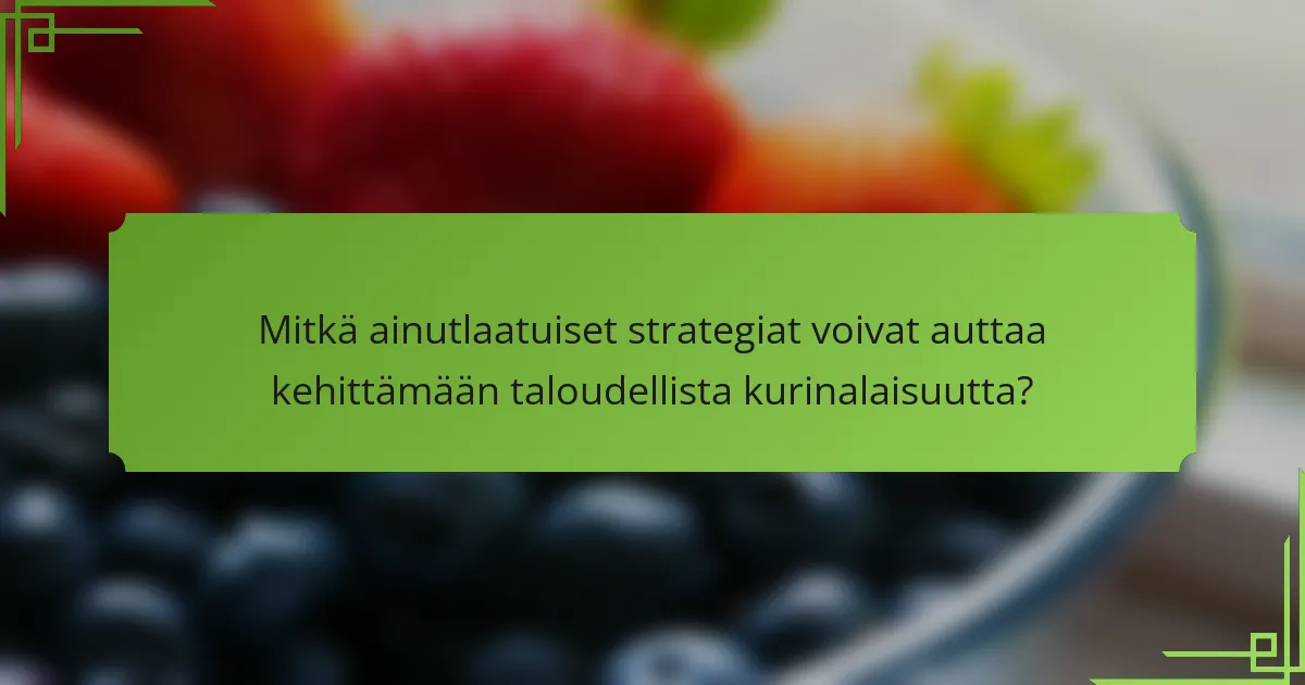 Mitkä ainutlaatuiset strategiat voivat auttaa kehittämään taloudellista kurinalaisuutta?
