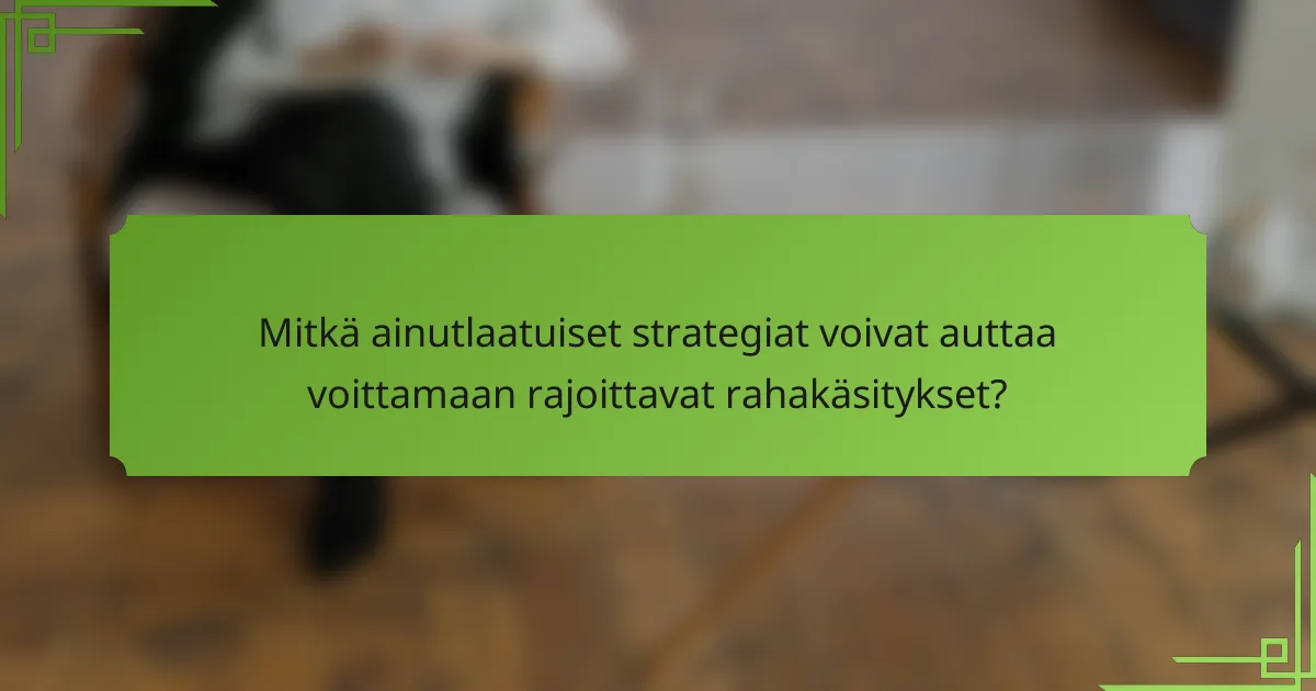 Mitkä ainutlaatuiset strategiat voivat auttaa voittamaan rajoittavat rahakäsitykset?