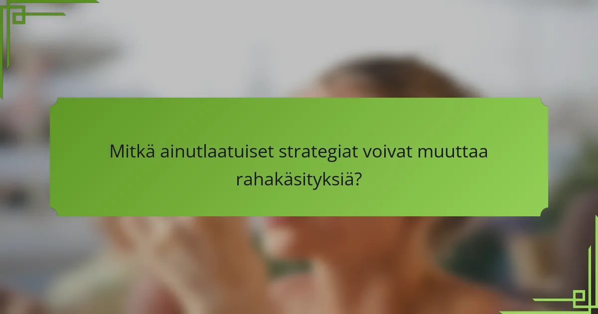 Mitkä ainutlaatuiset strategiat voivat muuttaa rahakäsityksiä?