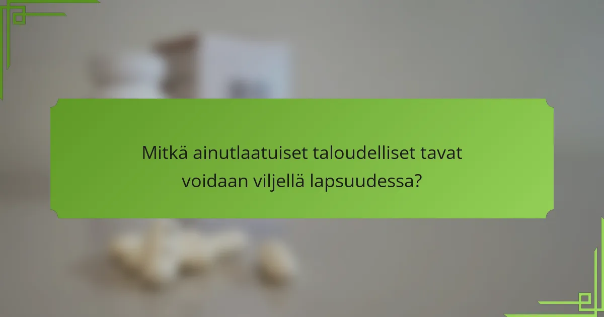 Mitkä ainutlaatuiset taloudelliset tavat voidaan viljellä lapsuudessa?