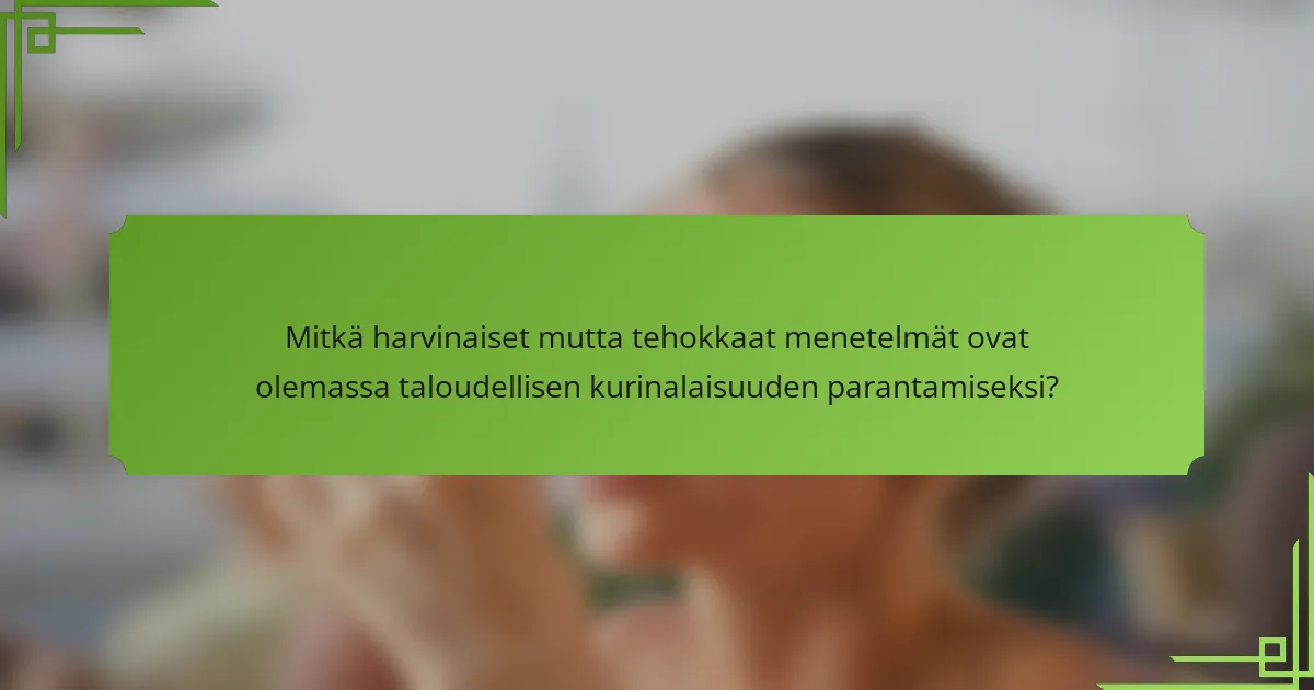 Mitkä harvinaiset mutta tehokkaat menetelmät ovat olemassa taloudellisen kurinalaisuuden parantamiseksi?