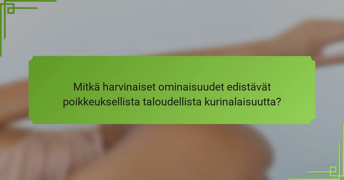 Mitkä harvinaiset ominaisuudet edistävät poikkeuksellista taloudellista kurinalaisuutta?