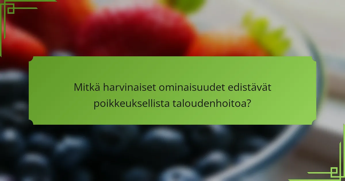 Mitkä harvinaiset ominaisuudet edistävät poikkeuksellista taloudenhoitoa?