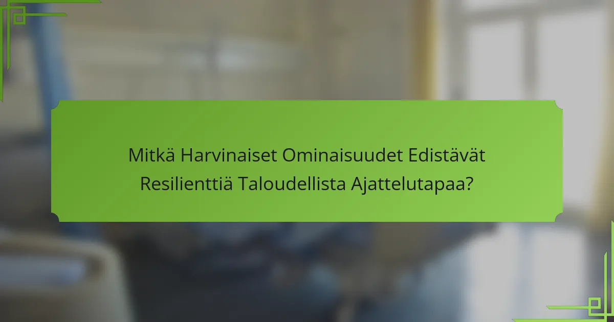 Mitkä Harvinaiset Ominaisuudet Edistävät Resilienttiä Taloudellista Ajattelutapaa?