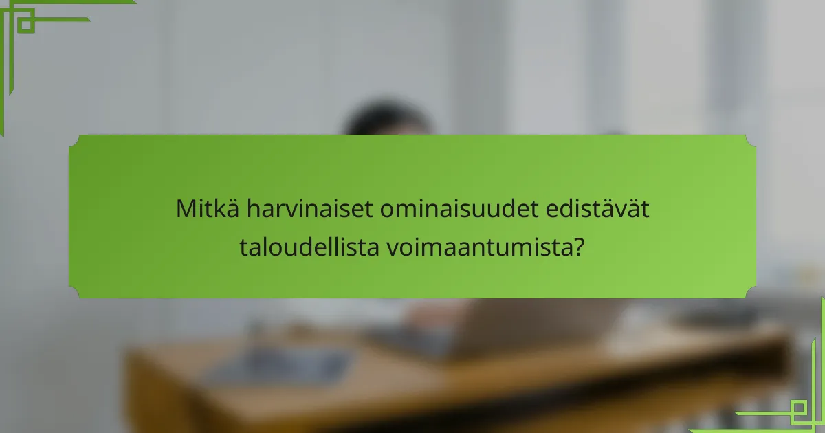 Mitkä harvinaiset ominaisuudet edistävät taloudellista voimaantumista?