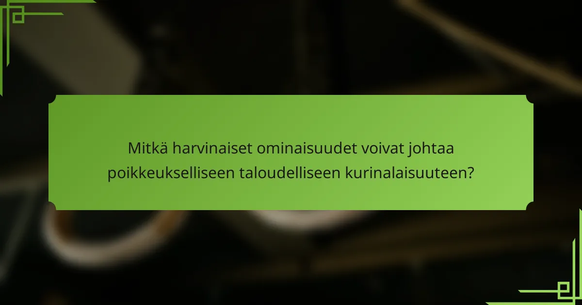 Mitkä harvinaiset ominaisuudet voivat johtaa poikkeukselliseen taloudelliseen kurinalaisuuteen?