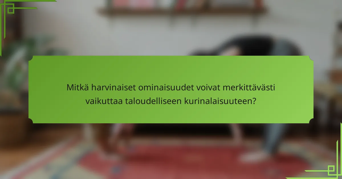 Mitkä harvinaiset ominaisuudet voivat merkittävästi vaikuttaa taloudelliseen kurinalaisuuteen?