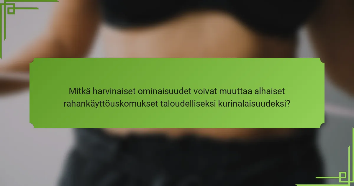 Mitkä harvinaiset ominaisuudet voivat muuttaa alhaiset rahankäyttöuskomukset taloudelliseksi kurinalaisuudeksi?
