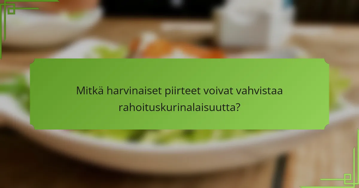 Mitkä harvinaiset piirteet voivat vahvistaa rahoituskurinalaisuutta?