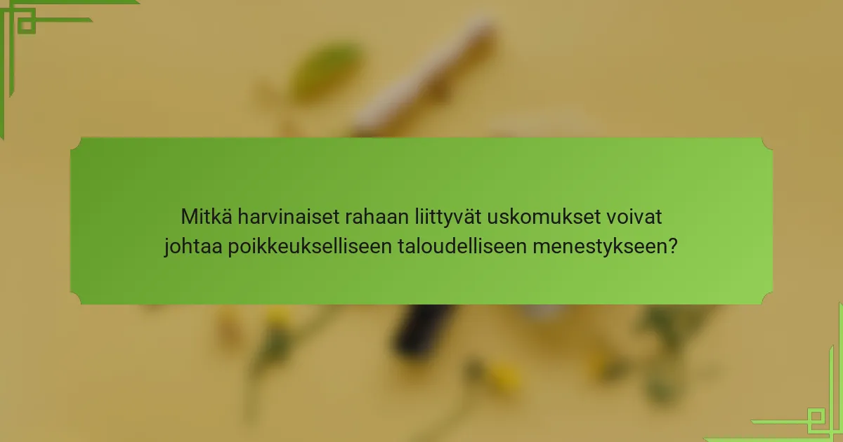 Mitkä harvinaiset rahaan liittyvät uskomukset voivat johtaa poikkeukselliseen taloudelliseen menestykseen?