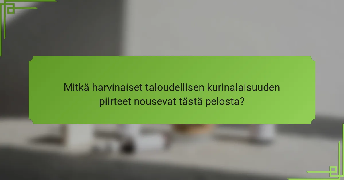 Mitkä harvinaiset taloudellisen kurinalaisuuden piirteet nousevat tästä pelosta?