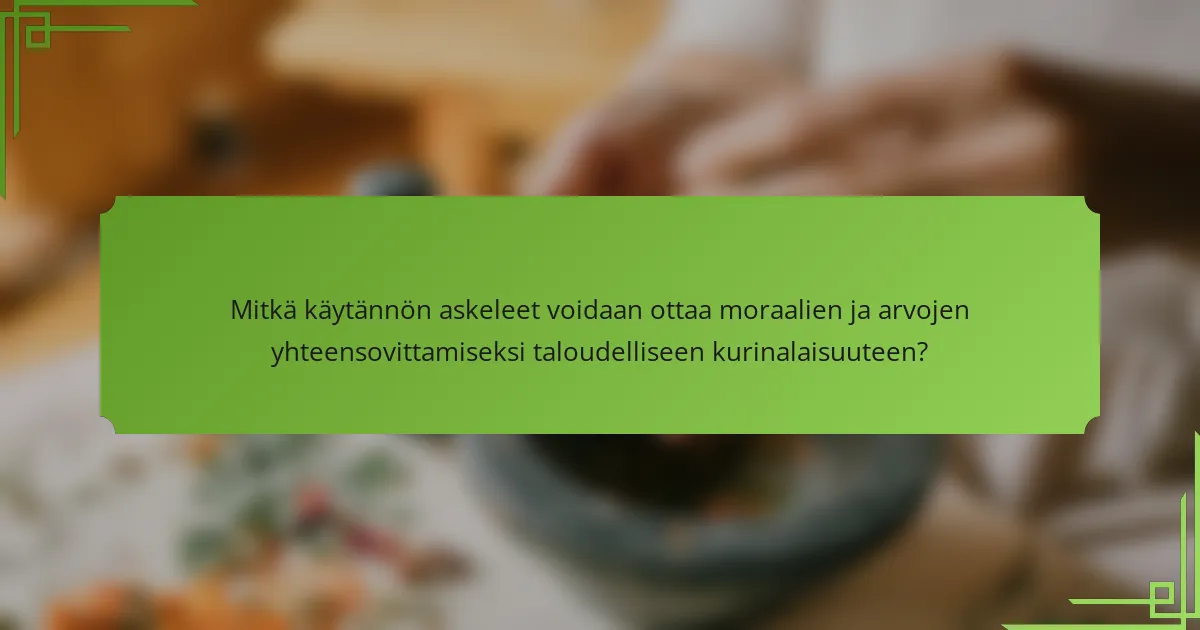 Mitkä käytännön askeleet voidaan ottaa moraalien ja arvojen yhteensovittamiseksi taloudelliseen kurinalaisuuteen?