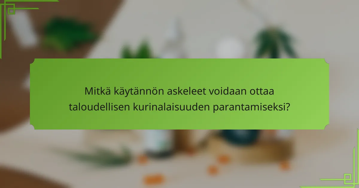 Mitkä käytännön askeleet voidaan ottaa taloudellisen kurinalaisuuden parantamiseksi?