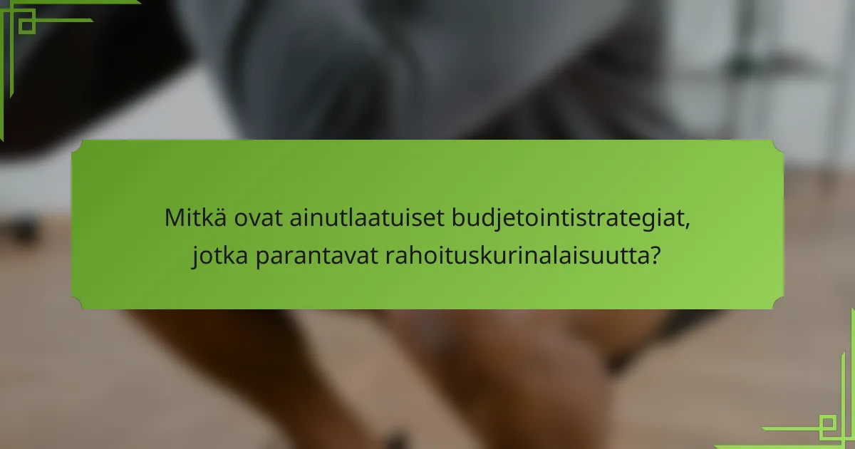 Mitkä ovat ainutlaatuiset budjetointistrategiat, jotka parantavat rahoituskurinalaisuutta?