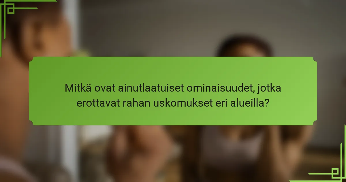 Mitkä ovat ainutlaatuiset ominaisuudet, jotka erottavat rahan uskomukset eri alueilla?