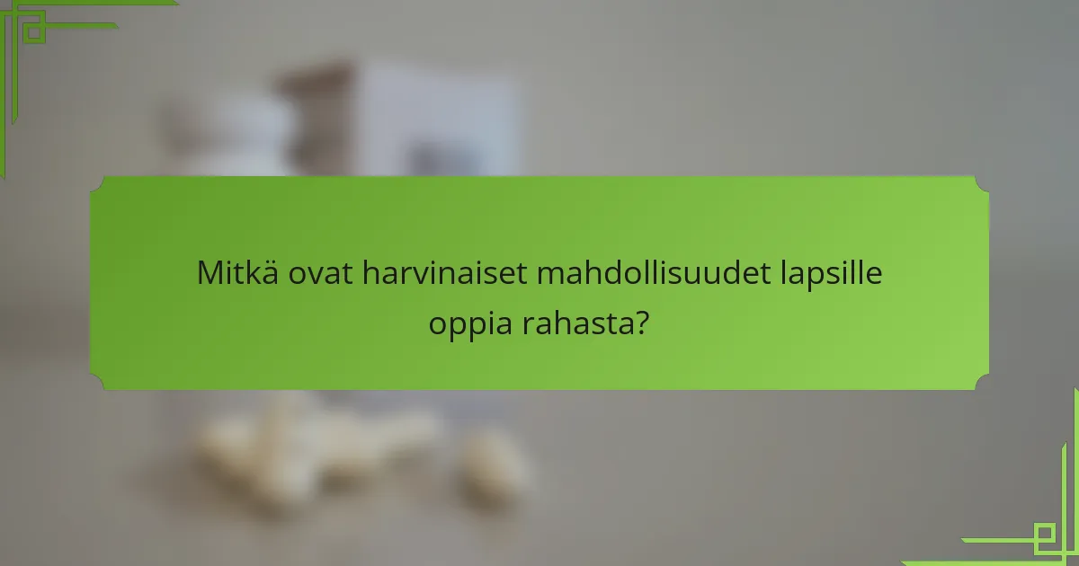 Mitkä ovat harvinaiset mahdollisuudet lapsille oppia rahasta?