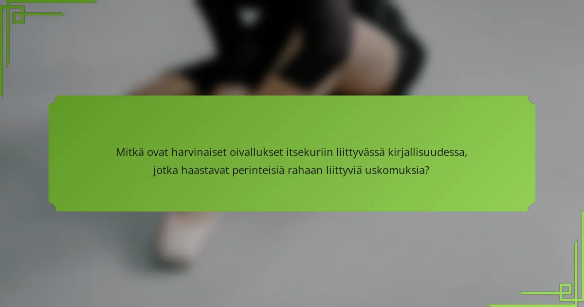 Mitkä ovat harvinaiset oivallukset itsekuriin liittyvässä kirjallisuudessa, jotka haastavat perinteisiä rahaan liittyviä uskomuksia?