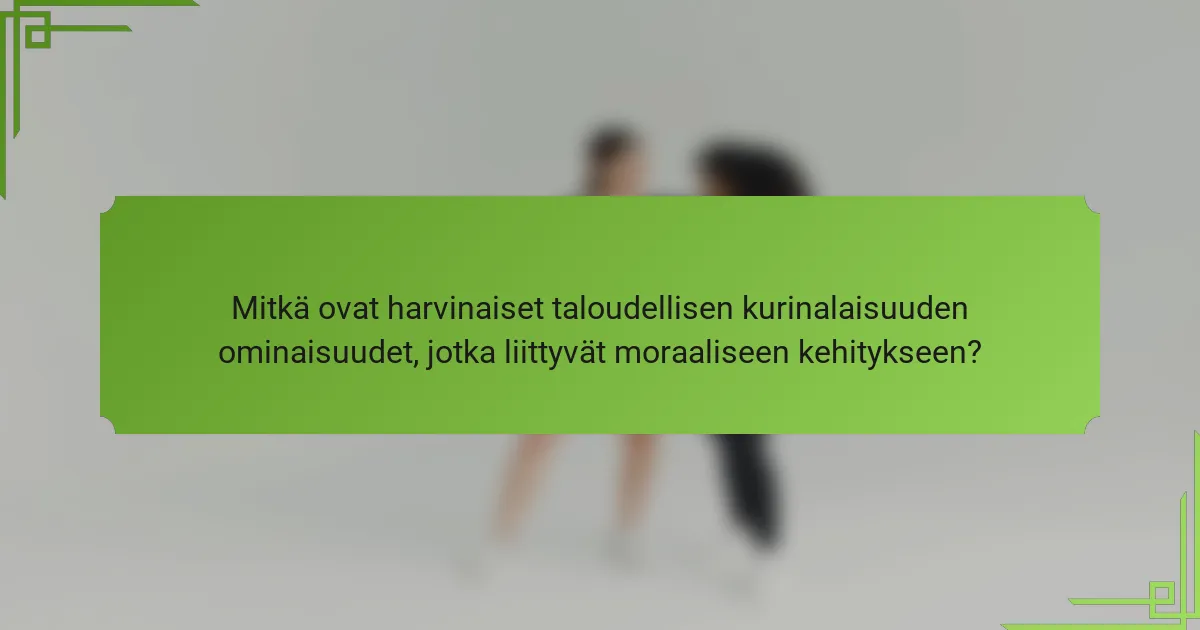 Mitkä ovat harvinaiset taloudellisen kurinalaisuuden ominaisuudet, jotka liittyvät moraaliseen kehitykseen?