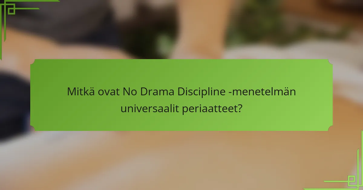 Mitkä ovat No Drama Discipline -menetelmän universaalit periaatteet?