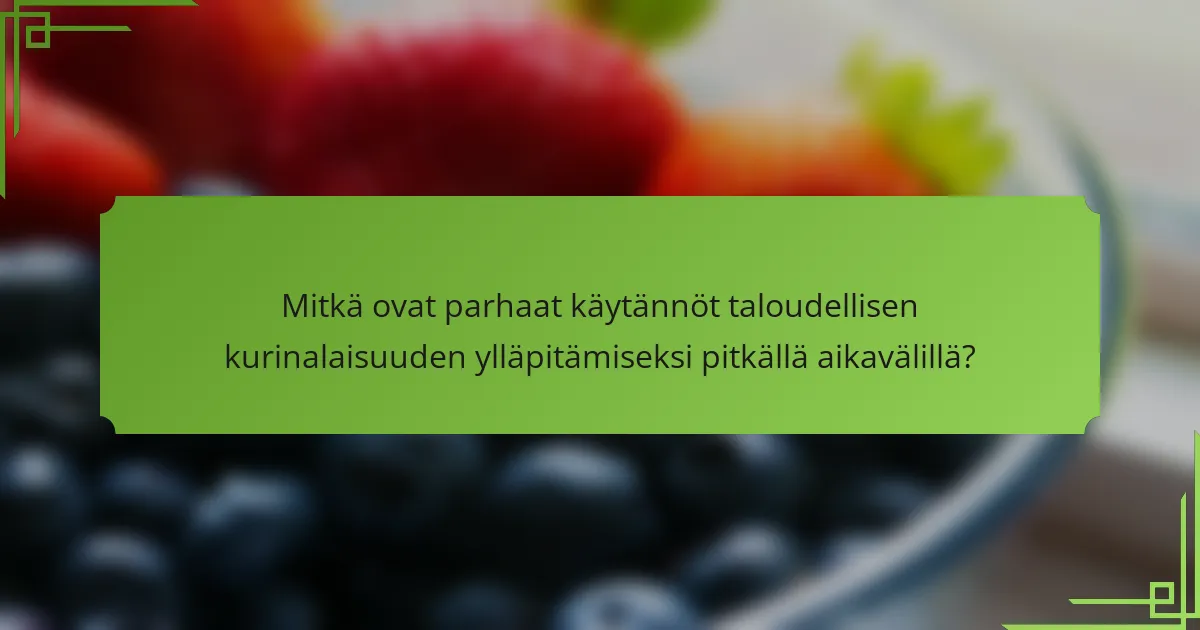 Mitkä ovat parhaat käytännöt taloudellisen kurinalaisuuden ylläpitämiseksi pitkällä aikavälillä?