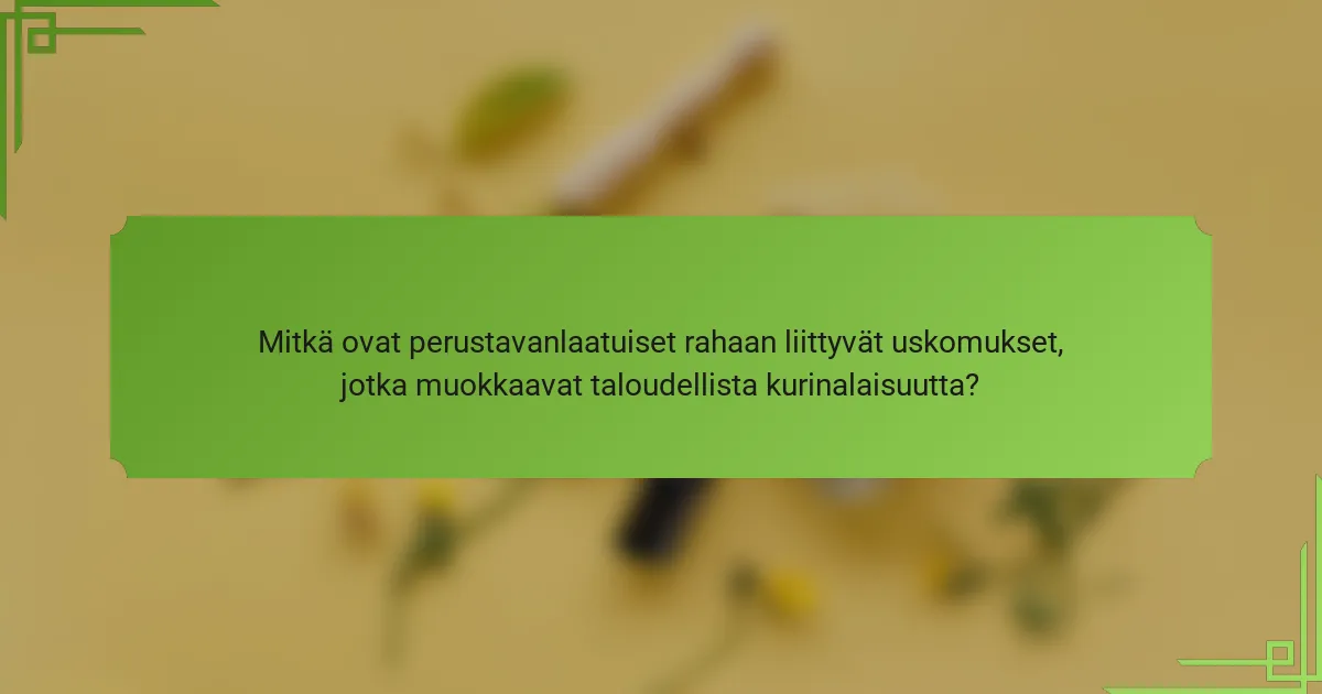 Mitkä ovat perustavanlaatuiset rahaan liittyvät uskomukset, jotka muokkaavat taloudellista kurinalaisuutta?