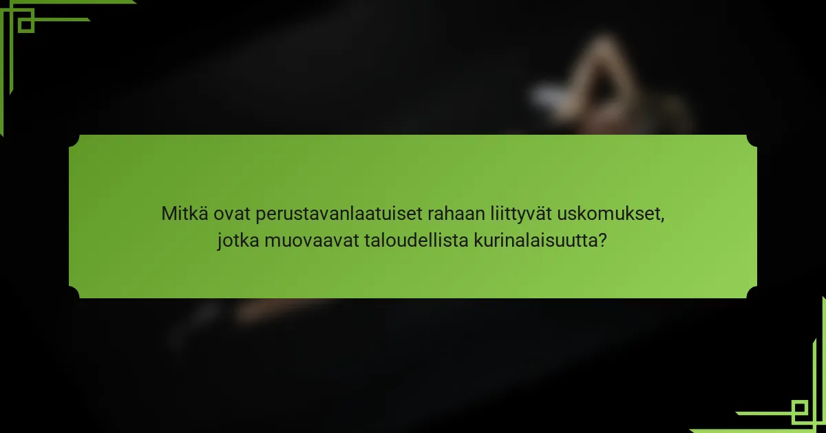 Mitkä ovat perustavanlaatuiset rahaan liittyvät uskomukset, jotka muovaavat taloudellista kurinalaisuutta?